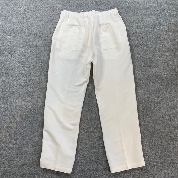 Cubavera Pants Mens L Large White Linen Blend Drawstring Tie Breathable Dockside - Picture 8 of 10